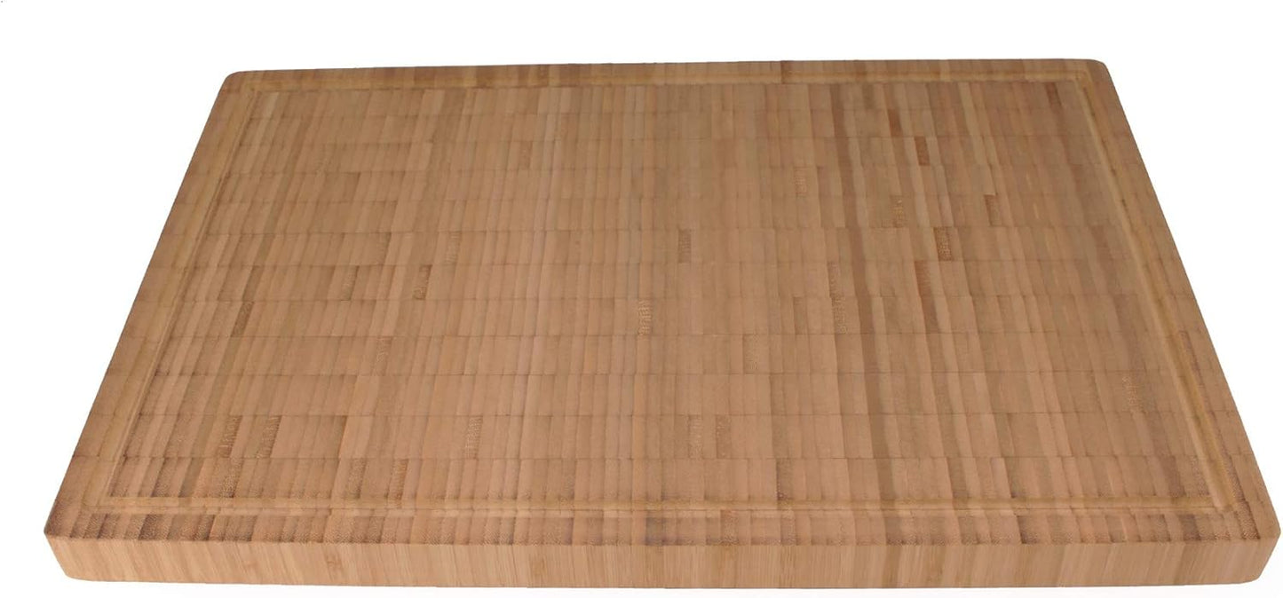 BambooMN Premium Bamboo End Grain Kitchen Cutting Board Flat - 7" x 7" x 1" - 1 Piece
