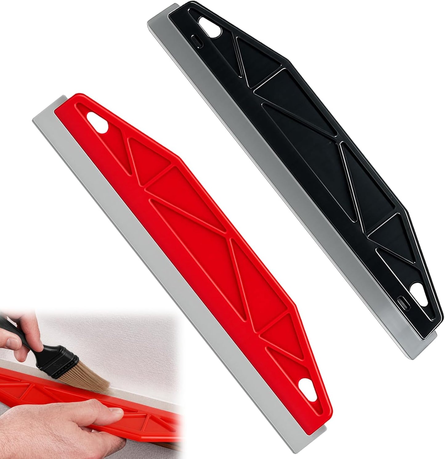 2PCS Paint Guard Shield for Trim – Red & Black Stainless Steel Scraper Knife Set for DIY and Professional Painters – Precision Paint Cutting Edge Tool, High Value