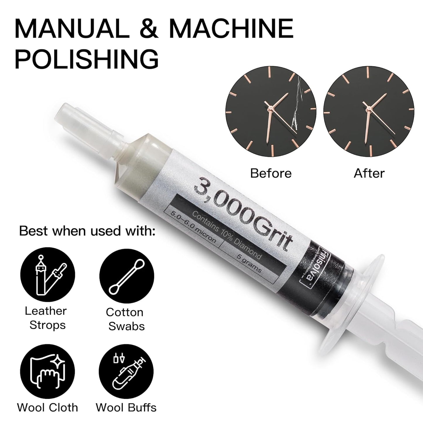8 Pack Diamond Polishing Compound Genuine 50% Concentration Diamond Paste Kit 80,000 to 1,000 Grit Lapping Stropping Compound for Glass Watch Metal Knife Ring Jewelry Rock Resin Scratch Remover Repair