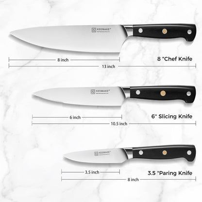 KEEMAKE Kitchen Knife Set of 5 - Kitchen Knives 1.4116 High Carbon Stainless Steel Blade, Professional Chef Knife Set, Razor Sharp Knives with Ergonomic Pakkawood Handle for Home Cooking
