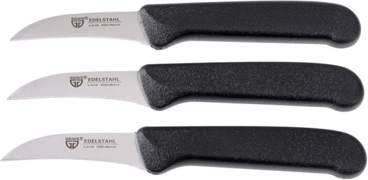 GRÄWE fruit knife, set of 3, stainless steel blade, black handles, super sharp edge