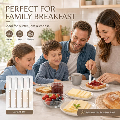 4PCS Stainless Steel Butter Knives Set: 6.3 Inch Cheese Spreader 304 Stainless Steel with Ergonomic Handle for Cheese, Butter & Jam (green)