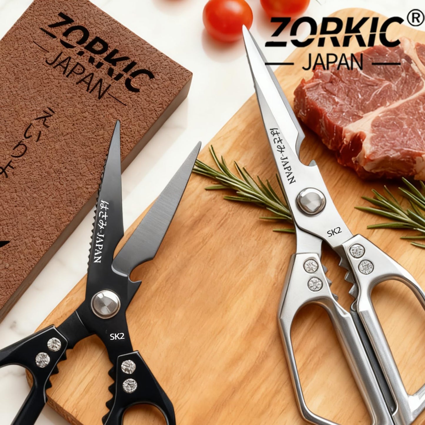 Japanese Kitchen Shears Black, Heavy Duty Poultry Shears, Kitchen Scissors for Meat Cutting, Chicken Bones, Gifts for Cooks Men Women Mom Dad