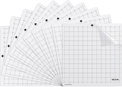 Cutting Mat for Silhouette Cameo 3/2/1 (Light-Grip,12x12 inch 3pack) Adhesive&Sticky Non-Slip Flexible Square Gridded Blue Cut Mats Replacement Accessories Set Matts Vinyl Craft Sewing