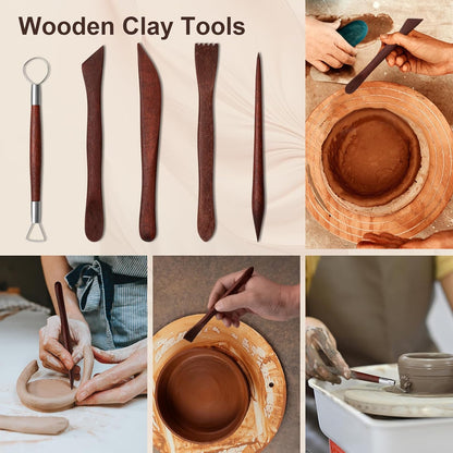 Amrules Clay Tools Kit, 12 PCS Polymer Clay Cutter Tools, Rectangle Shape Acrylic Press Board and Roller Pin Supplies Suitable for Shaping, Carving, Pottery Craft and DIY Projects