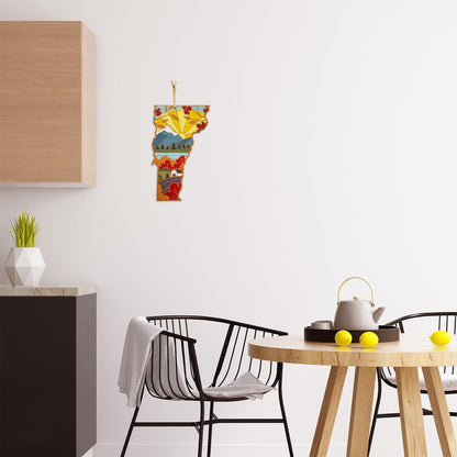 Totally Bamboo North Carolina State Shaped Cutting Board and Charcuterie Serving Platter with Artwork by Summer Stokes, Includes Hang Tie for Wall Display 18" x 8" x 5/8" - Colors B
