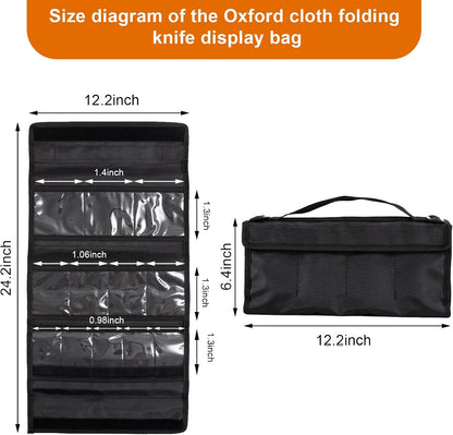 Knife Display Case,12 Slots Folding Knife Roll Bag, Pocket Knife Organizer, Oxford Cloth Folding Small Knife Storage Pouch, Knives Roll Collection Pouch,Tactical Outdoor for EDC Mini Knife Bags