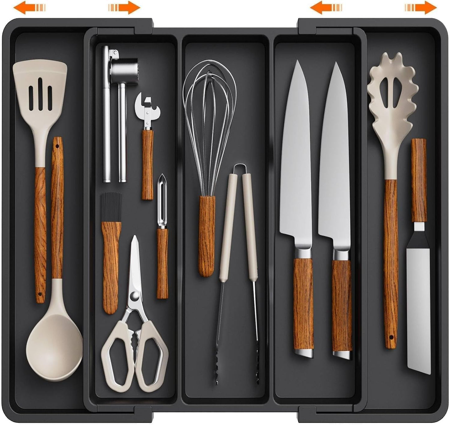 Kitchen Drawer Organizer | Expandable Cooking Utensil Tray | Adjustable Cutlery Flatware Holder | Plastic Spatula/Spoons/Forks/Knives Tool & Gadgets Storage Divider (Pack of 1,Multicolor)