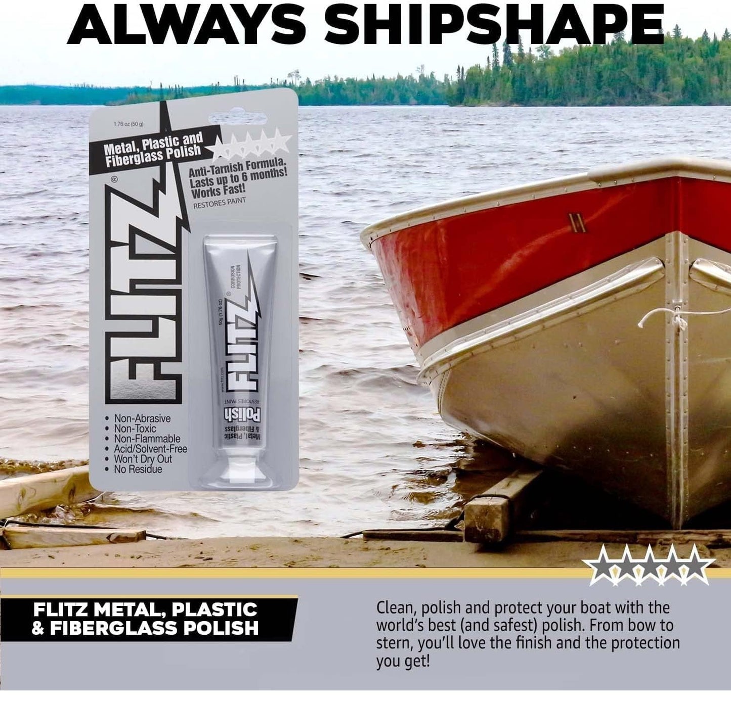 Flitz Metal Polish Paste - 1.76oz USA-Made Polish for Solid Chrome, Stainless Steel, & Aluminum - Non-Abrasive for Light Oxidation - Requires Manual Buffing - Not for Plated/Coated Surfaces (1 Pack)
