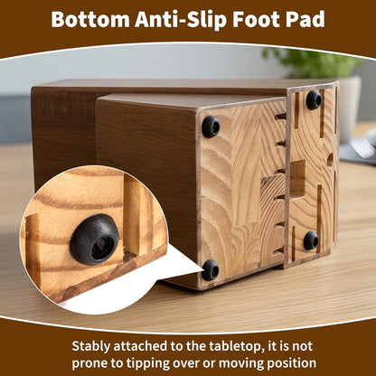 14-Slot Knife Block Compatible with Cuisinart,Rubberwood Block Knife Storage Organizer for Kitchen,Anti-Slip And Drainage Base