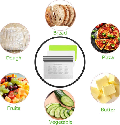 BOORIKA Dough Scraper & Bench Scraper Kitchen – Stainless Steel Sourdough Tools – Dough Cutter for Sourdough Bread, Pizza, and Flat Top Griddles – Chef Approved (Light)