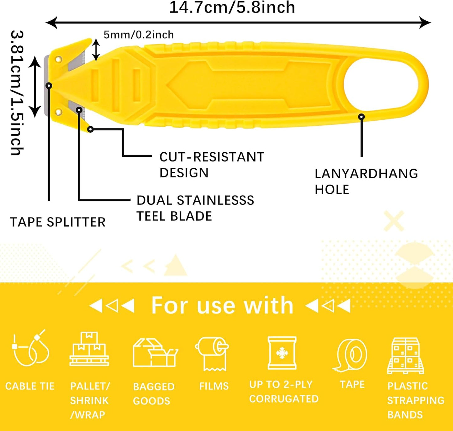 Therwen 30 Pcs Safety Box Cutter Knife of Stainless Steel Concealed Blade Package Opener with Tape Splitter for Carton Cardboard Wrap Letter Work Bag Straps Film Utility Tool (Black)