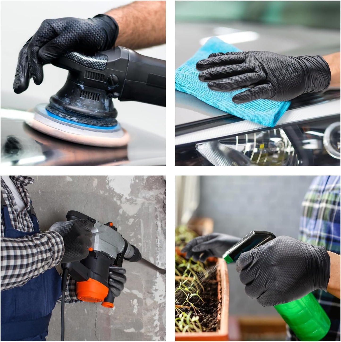 ANBOSON 10 Mil Diamond Textured Nitrile Gloves, Heavy Duty Disposable, Extra Thick, Latex & Powder Free, Chemical and Puncture Resistant, Ideal for Auto Repair, Cleaning, Painting, X-Large
