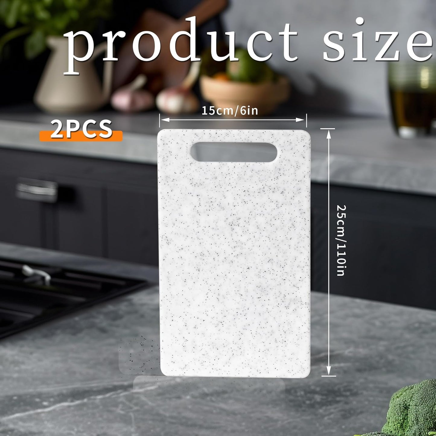 2 Pcs Cutting Board for Kitchen Small Mini Plastic Granite Color Cutting Board Dishwasher Safe Cutting Boards for Food Prep, Fruits, Vegetables with Easy Grip (6" x 10",White)
