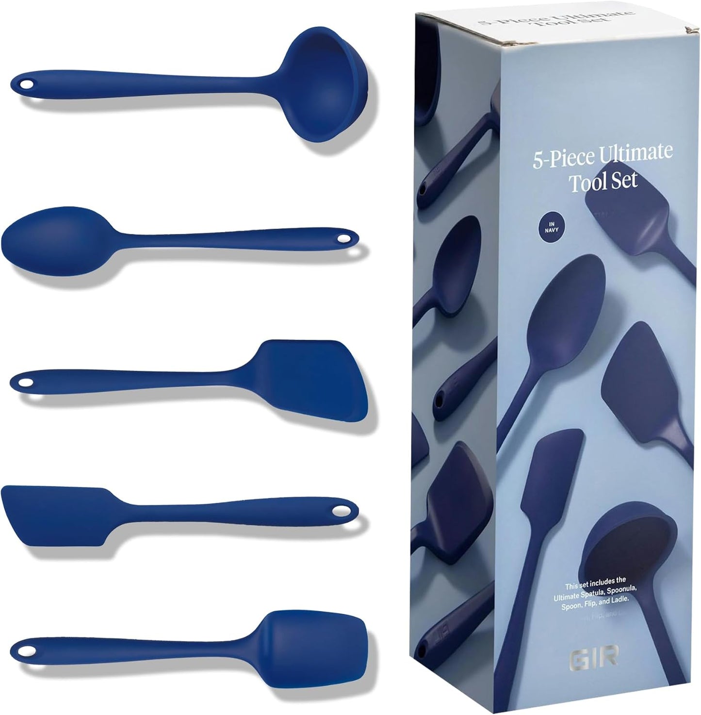 GIR: Get It Right 5 Piece Silicone Ultimate Kitchen Utensils Set - Ladle, Spatula, Flip, Spoon & Spoonula - Non-Toxic Cooking Utensils for Nonstick Cookware, Cooking and Baking - Red