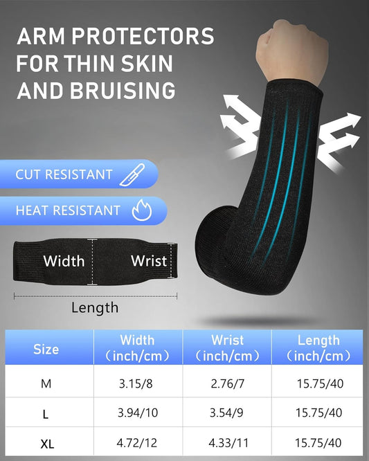 Geyoga 2 Pairs Arm Sleeves Guards Arm Protectors for Thin Skin and Bruising Protective Cut Resistant Sleeves for Men Women(Large,Hppe,Black, Gray)