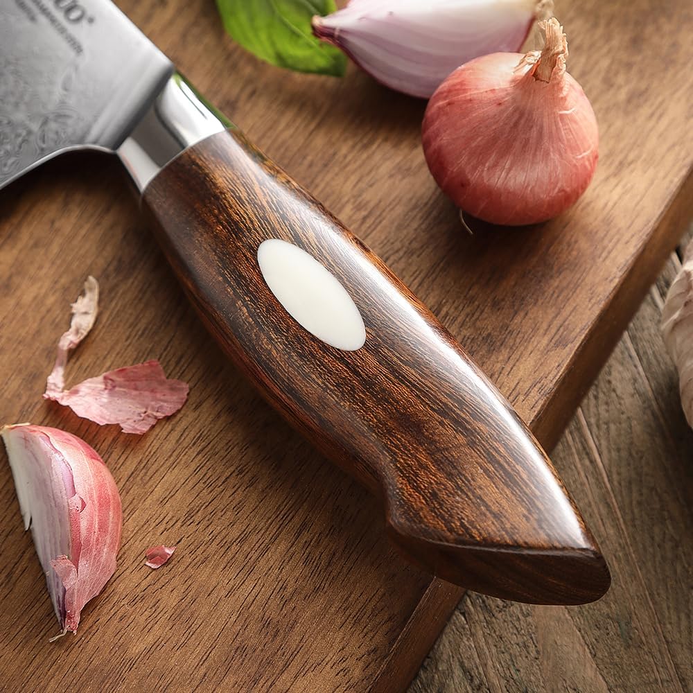 XINZUO 8.3 Inch,110 Layers Damascus Steel Chef Knife Cleaver, Professional Hand Forged Kitchen Cooking Knife,Full Tang,Sharp Slicing Knife Gyuto Knife-North America Desert lron Wood Handle