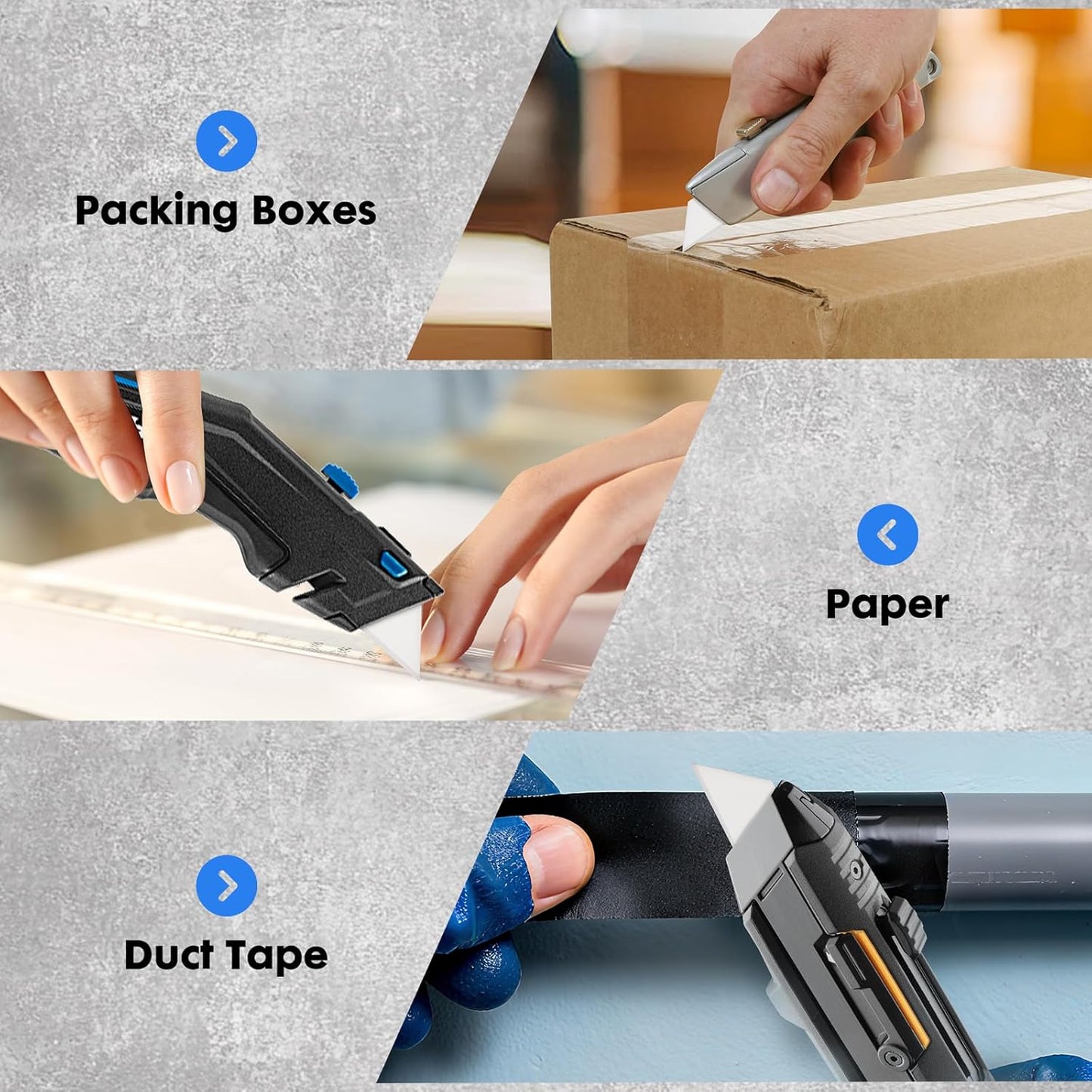 Zirconia Ceramic Blades – 10-Pack Replacement Utility Blades for Utility Knives, Box Cutter, Keep Sharp Longer – Black