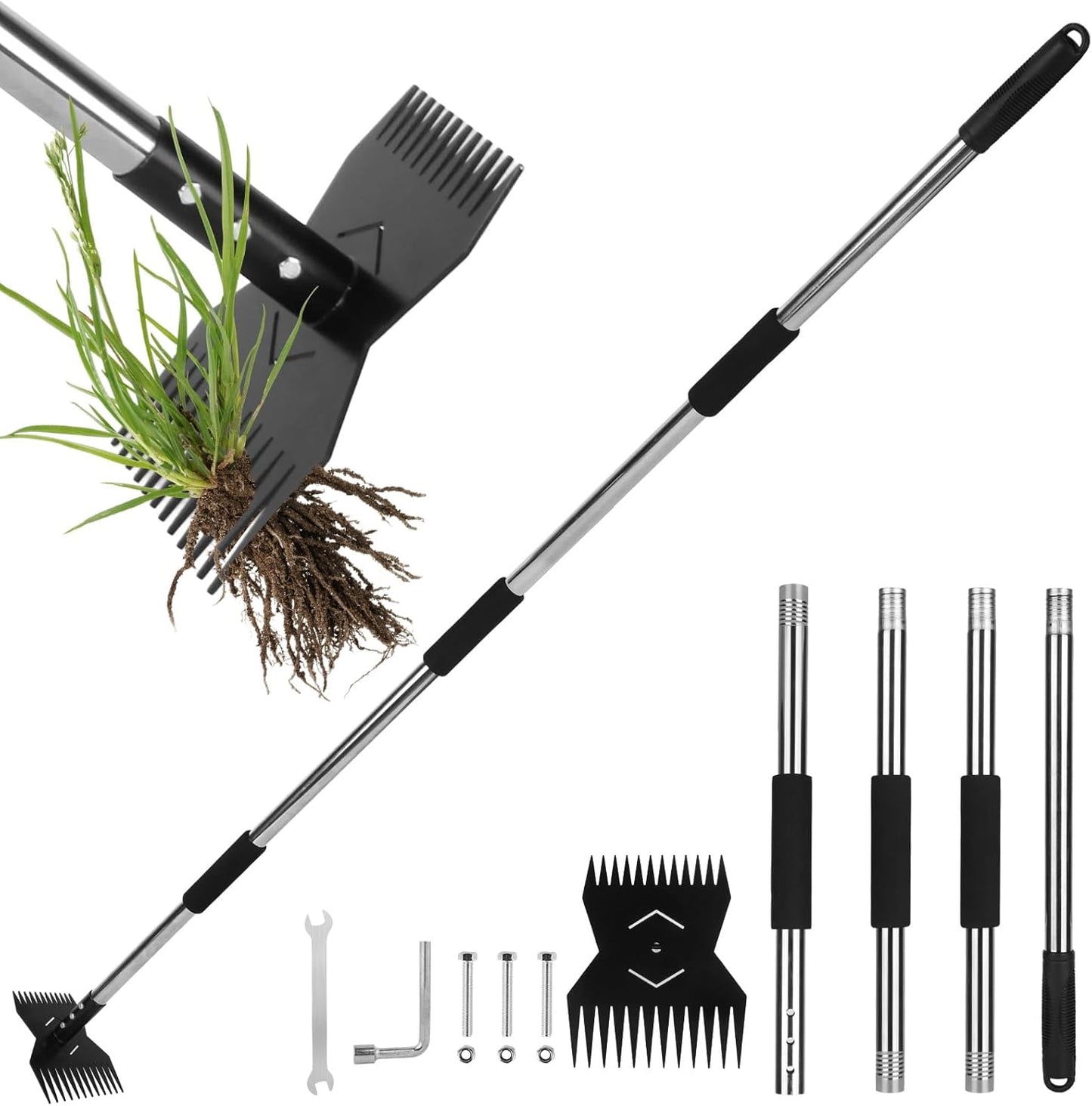 Garden Tools,Weeder Tool,Portable Weeding Tool,Garden weed pulling tool,Adopt Anti Slip Handle,Conforms to Ergonomic Curves,Weed puller tool Suitable for Farm Planting,Gardening(Black Orange Handle)
