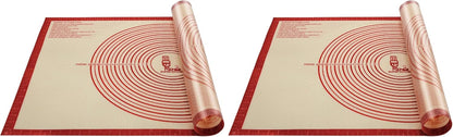 Non-slip Silicone Pastry Mat Extra Large with Measurements 28''By 20'' for Silicone Baking Mat, Counter, Dough Rolling, Oven Liner,Fondant/Pie Crust By Folksy Super Kitchen Red