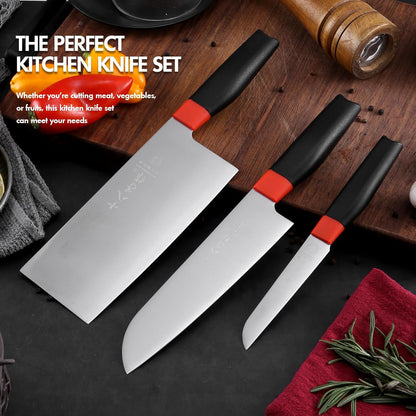 SHI BA ZI ZUO Meat Cleaver Set Chinese Style Patterns 7.09”&6.97" Chef Knife Stainless Steel Professional Kitchen Cleaver And Santoku Knife (Kitchen Knife Set 2 Pcs)