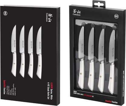 Cangshan ELBERT Series German Steel Forged 4-Piece Fine-Edge Steak Knife Set (Black)