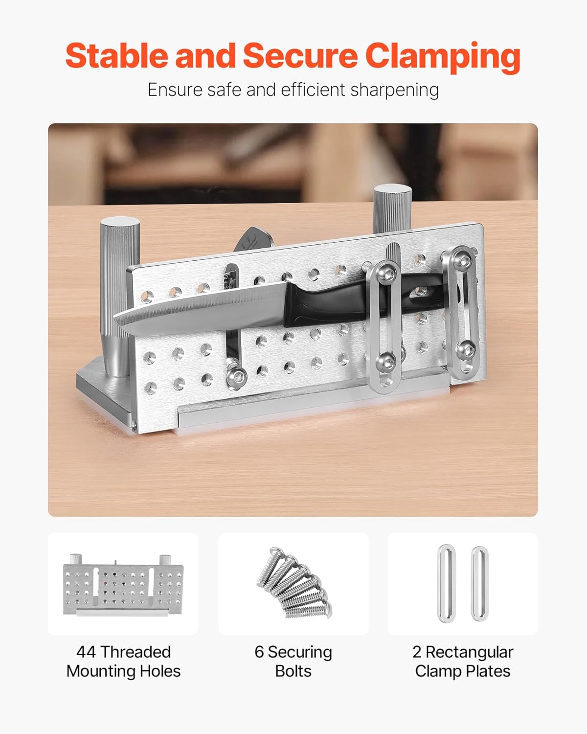 VEVOR Belt Grinder Knife Jig, 85° - 115° Adjustable Belt Sander Knife Sharpening Jig with Dual Handles, 7.68" Long Sharpener Locator Compatible with Belt Sander, Bench Grinder, Sharpening Machine