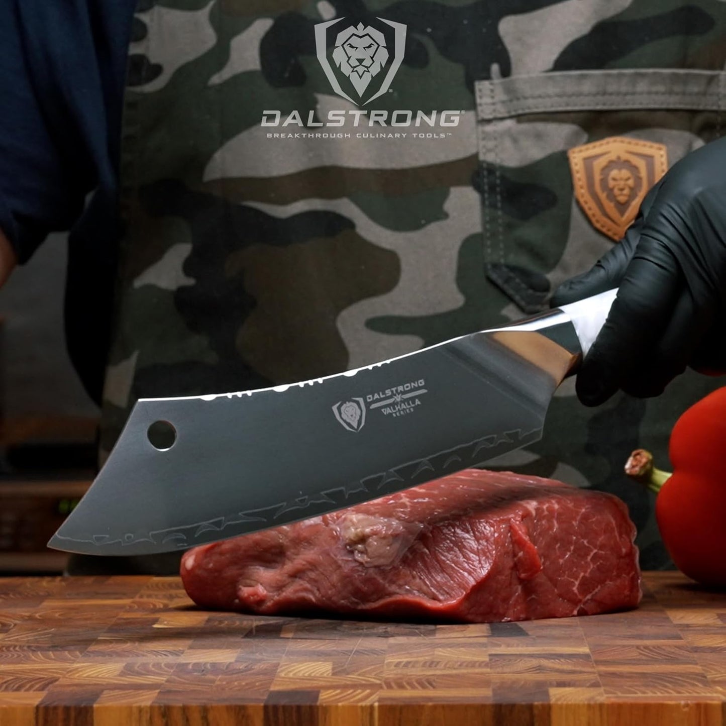 Dalstrong Chef & Cleaver Hybrid Knife - The 'Crixus' - 8 inch - Valhalla Series - 9CR18MOV HC Steel - Celestial Resin & Wood Handle - Razor Sharp Chef's Knife - w/Leather Sheath