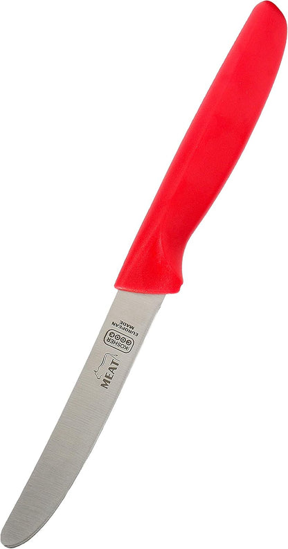 The Kosher Cook Parve Green Kitchen Knife – 4.5” Steak and Vegetable Knife - Razor Sharp Curved Tip, Straight Edge - Color Coded Kitchen Tools