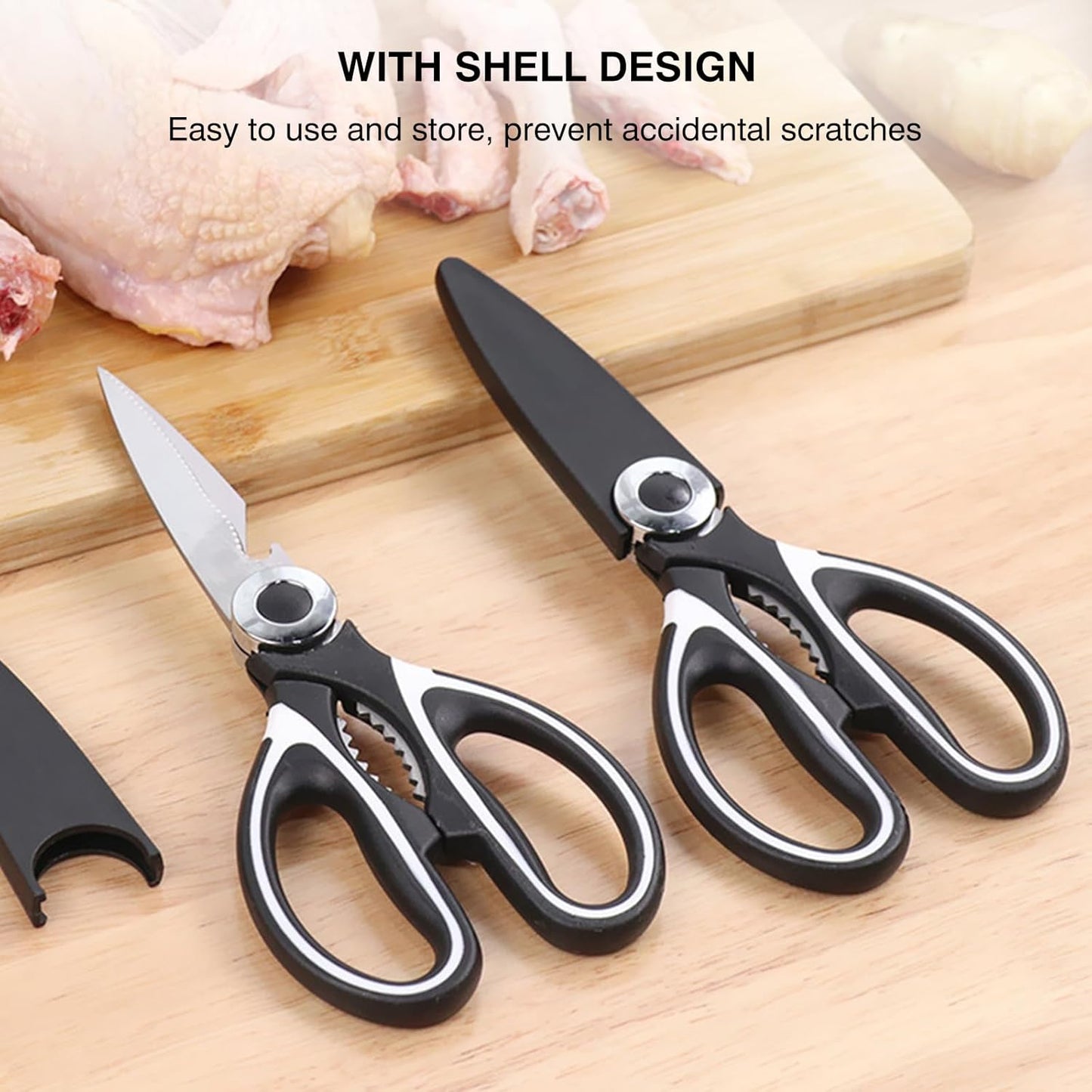 NileHome Kitchen Scissors, Stainless Steel Scissors All Purpose Heavy Duty, Kitchen Scissors for Food Dishwasher Safe, Kitchen Shears for Kitchen Meat Chicken Fish Poultry Herb Bread (Blue)