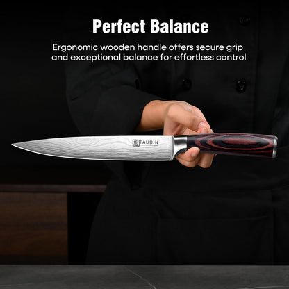PAUDIN Chef Knife, 10 Inch Meat Knife, Ultra Sharp Brisket Slicing Knives, High Carbon Stainless Steel Kitchen Knife with Ergonomic Handle for BBQ, Roast, Meats and Vegetables