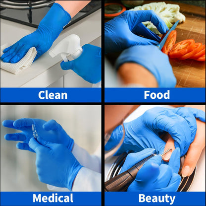 Supmedic Disposable Nitrile Gloves, 5Mil Chemical Resistant Powder-Free Latex-Free Glove Exam Cook Tattoo, Black Blue 100Pcs