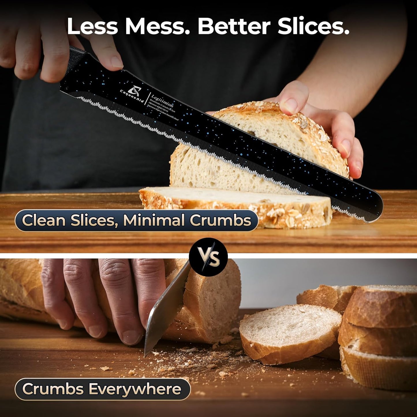 CoquusAid Upgrade Bread Knife for Homemade Bread, World‘s 1st Double Serrated Knife for Crusty Sourdough, 11.6 Inch Stainless Steel Bread Slicer, Professional Sourdough Cutter, Ideal for Gift, Pink
