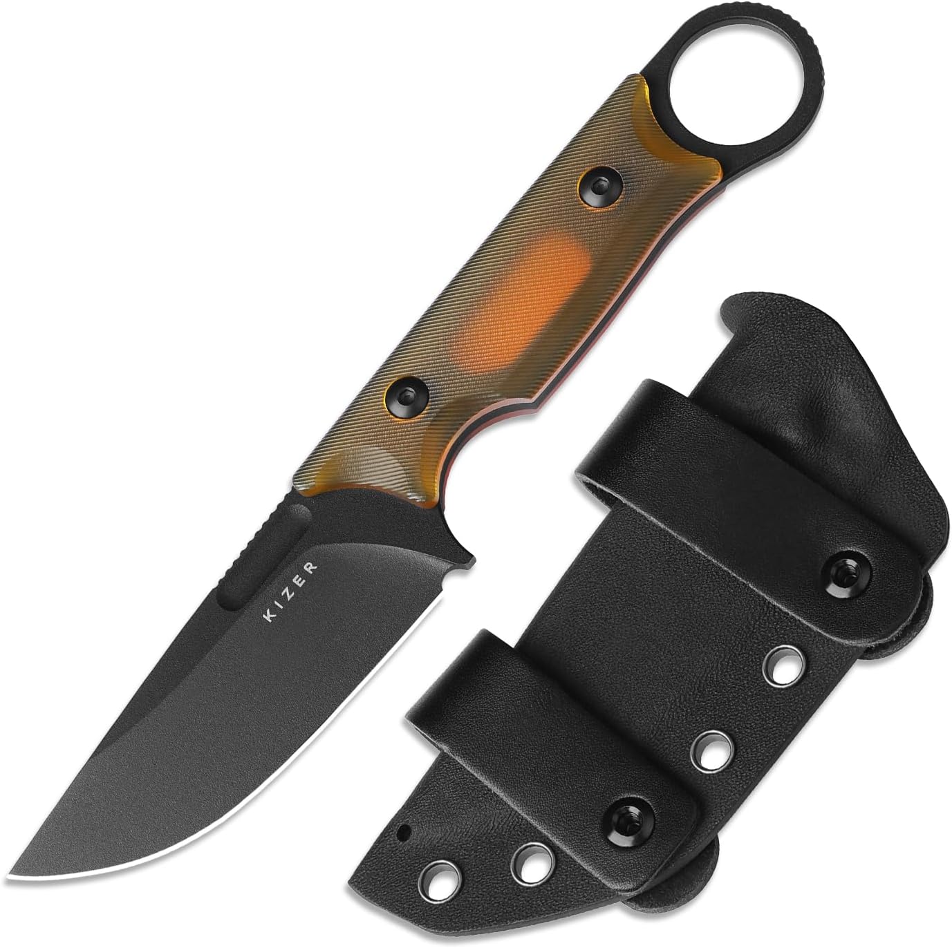 Kizer Cabox Fixed Blade Knife, 3.36" D2 Steel Fixed Blade Hunting Knife G10 Handle with Sheath, Survival Camping Knives 1048A3