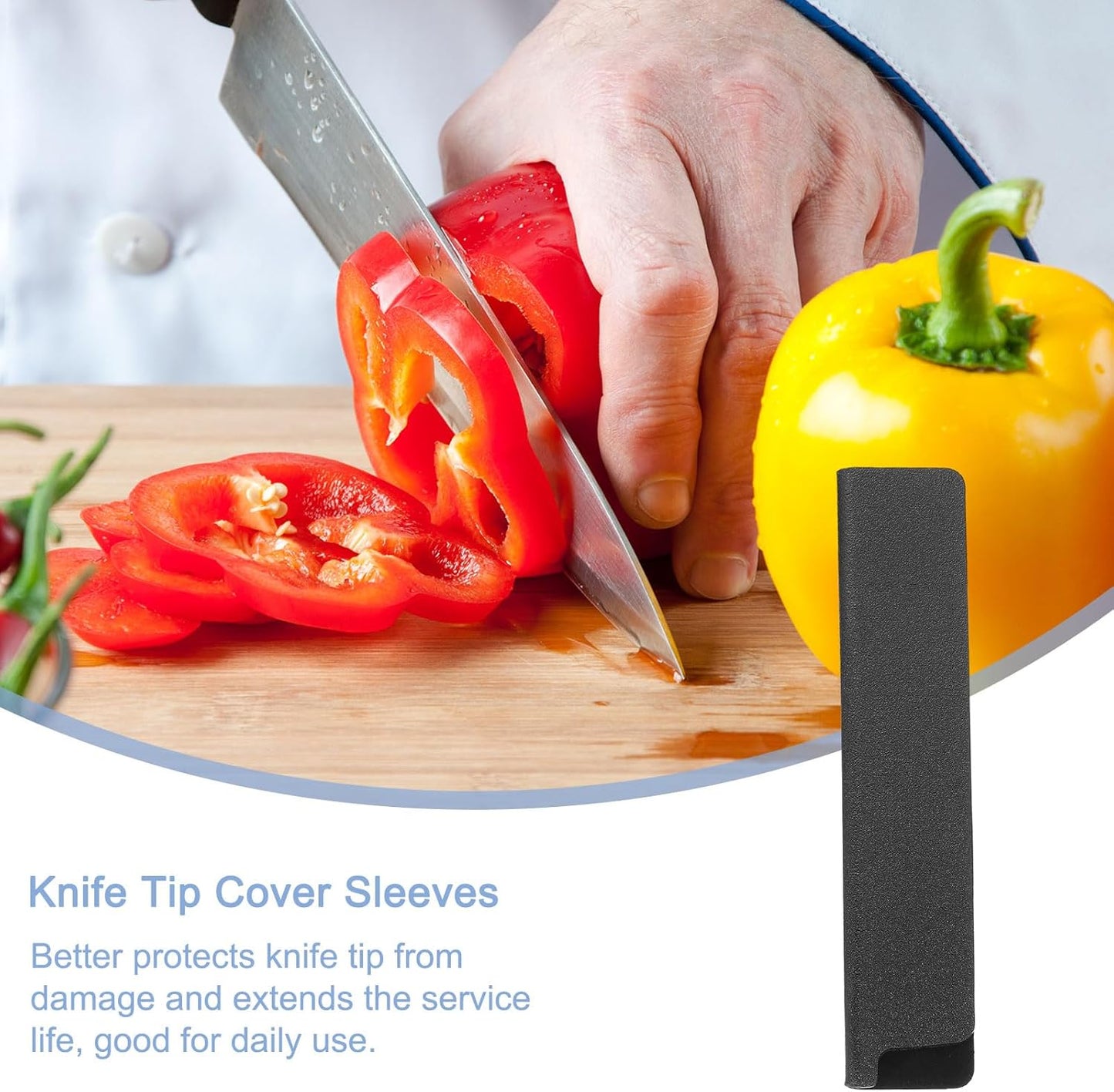 uxcell 2 Pcs Knife Tip Guards 6.5"x 2" ABS Knife Cover Sleeves Knife Case Blade Protector Universal Knife Sheath for Home Kitchen Knife, Black