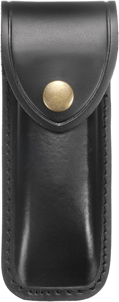 HARFINGTON Leather Knife Sheath 5.71" Leather Pocket Knife Sheath with Hole for Folding Knife Camping Hunting Outdoors, Black
