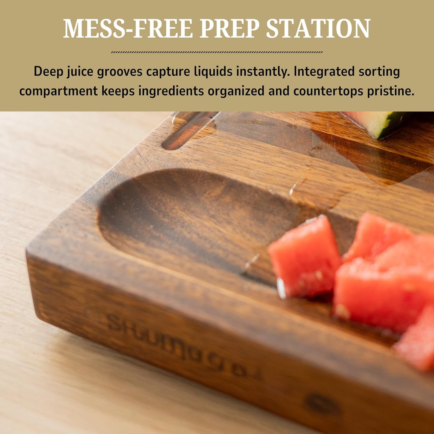 SHUMARU Mahogany End Grain Cutting Board, 17×13×1.6 in – Handmade Butcher Block, Knife-Friendly, Juice Groove, Non-Slip Feet