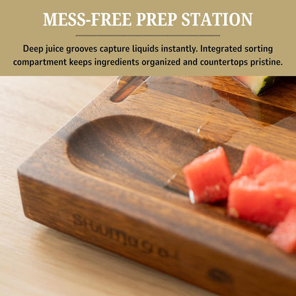 SHUMARU Mahogany End Grain Cutting Board, 17×13×1.6 in – Handmade Butcher Block, Knife-Friendly, Juice Groove, Non-Slip Feet