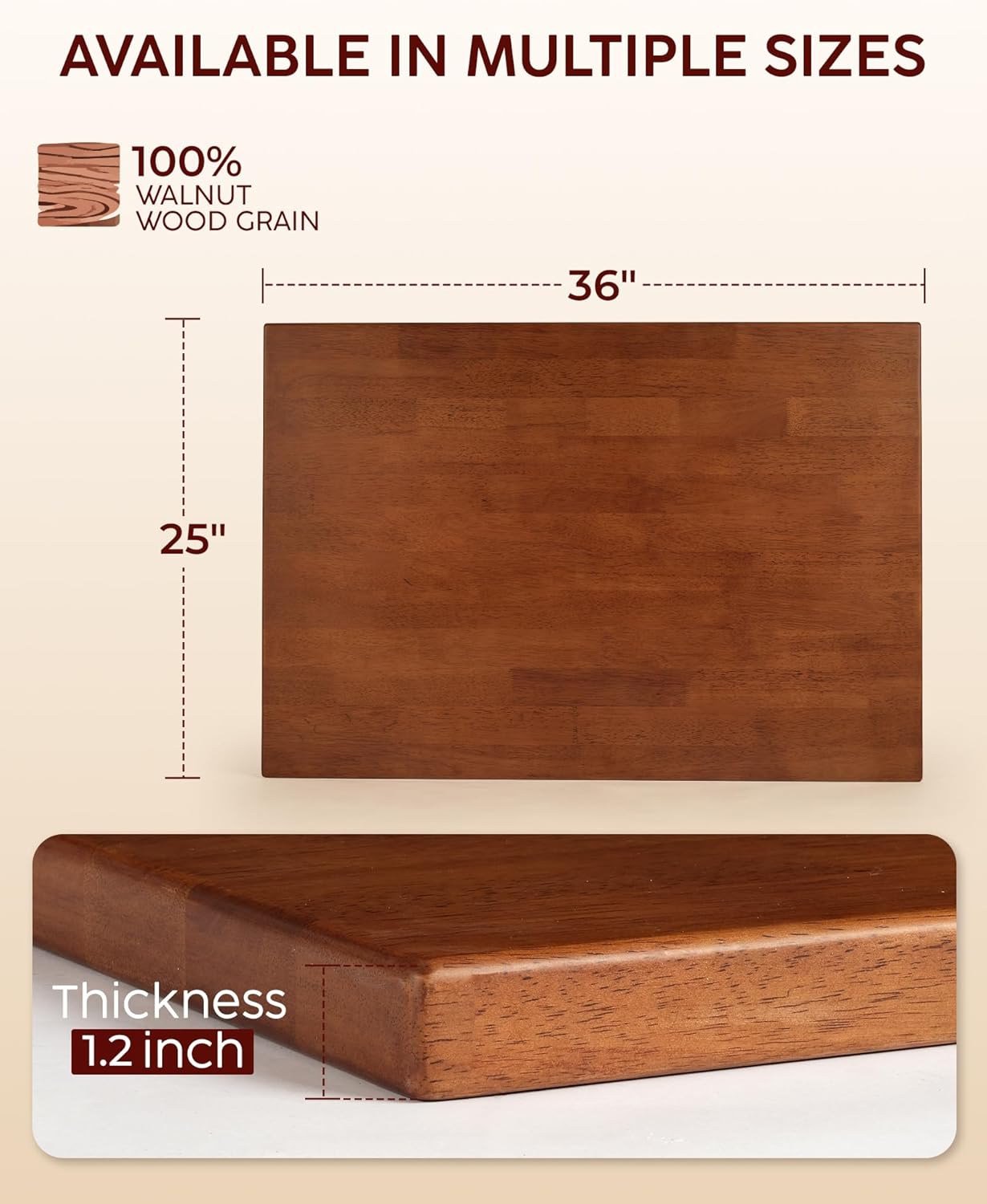 Hevea Butcher Block Countertop, 25"×24"×1.5" Solid Wood Butcher Block, Unfinished Wood Table Top DIY Cut for Kitchen Island, Cutting Board, Washer Dryer Countertop, Living and Dining Room Table 2ft