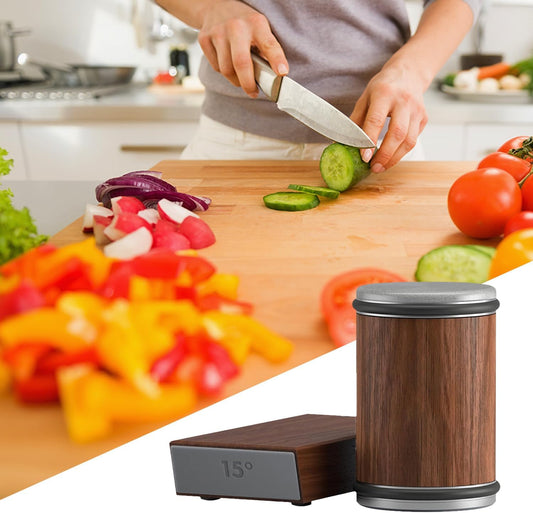 Rolling Knife Sharpener Tool, Roller Edge Countertop Knife Sharpener Kit Set Industrial Diamond Kitchen Knife Stone Set for Steel of Any Hardness and Two Grinding Angles of 15° and 20° (brown)