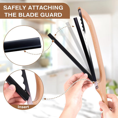 Woodever Bread Knife, 2 Pack Bread Slicer for Homemade Bread, 16'' Wooden Sourdough Bread Knife with Bow Design, Premium Stainless Steel Serrated Bread Cutter for Bagels and Baguettes (2 Pack)