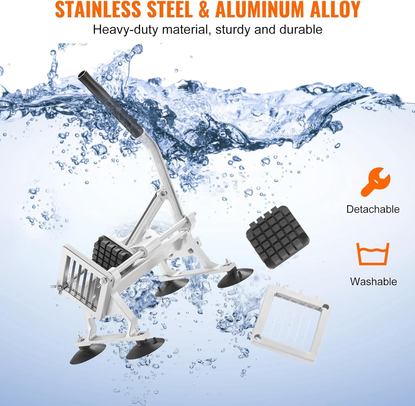 VEVOR Commercial Vegetable Slicer, 1/4 and 1/2 inch Tomato Slicer, Stainless Steel and Aluminum Alloy Vegetable Cutter Slicer, Manual Tomato Slicer with Non-slip Feet, for Tomatoes, Onions, Potatoes