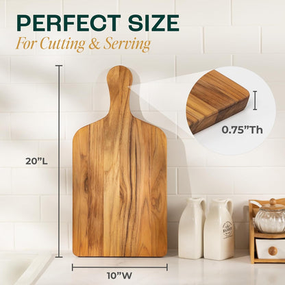 Yes4All Durable Acacia Cutting Boards for Kitchen, [17''Lx13''Wx1.5” Thick] Medium Edge Grain Cutting Board, Pre Oiled Wood Cutting Boards, Thick Chopping Board w/Juice Grooves and Easy Grip Handle