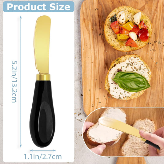 Butter Spreader Knives Set of 4, Stainless Steel Butter Knife with Porcelain Handles, Blunt Edge Cheese Spreader Set for Soft Cheese, Butter, Jam, Charcuterie, Pastry