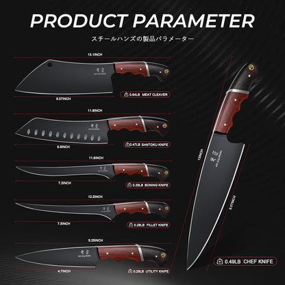 DRGSKL Boning Knife 7 inch - Brisket Trimming Knives for Meat Cutting, Black Butcher Slicing Knives with Full Tang Handle, Kitchen Fillet Knife for Birthday Dad Mom Gift