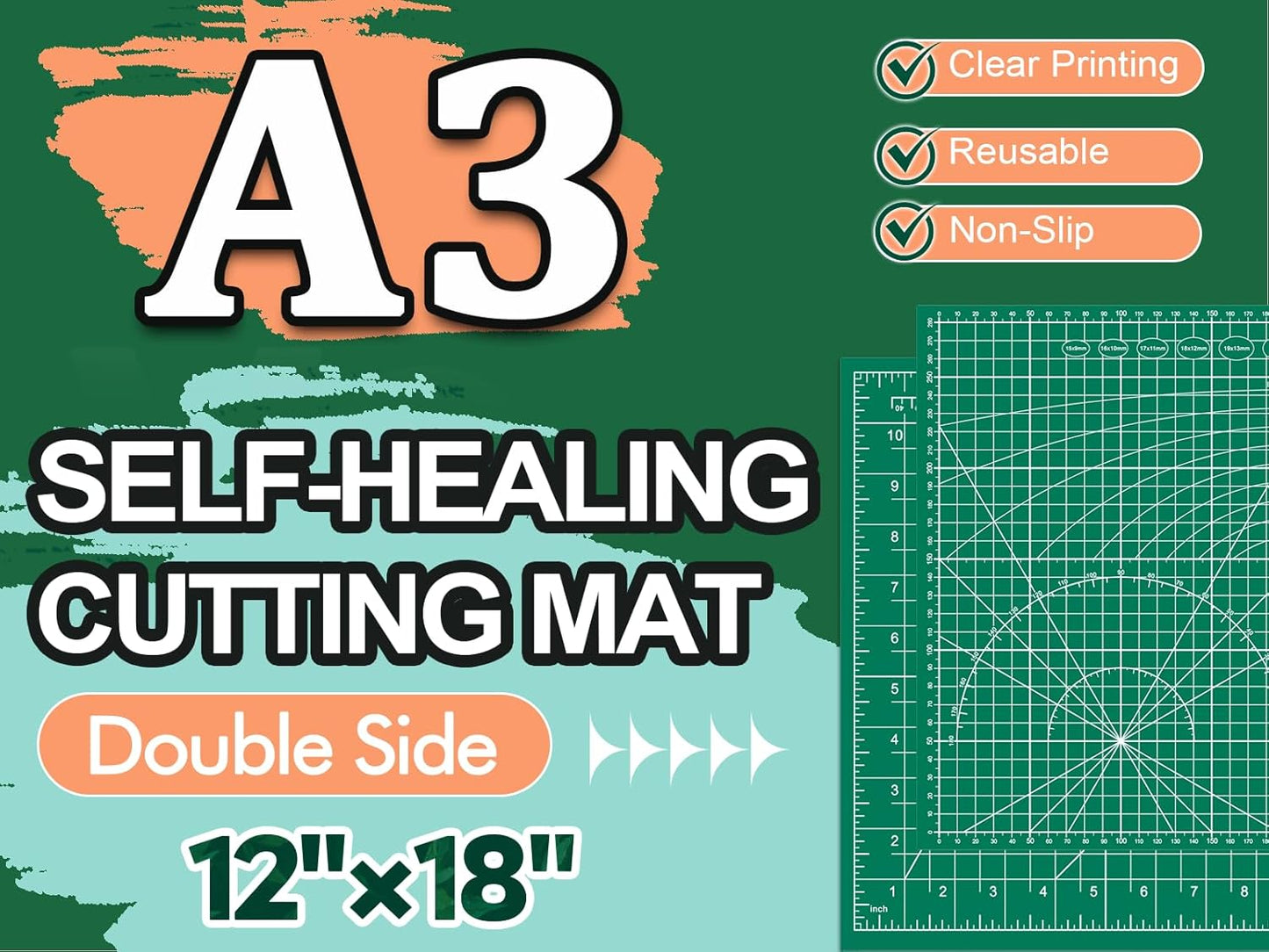 10 Pcs Self Healing Cutting Mat Bulk, 12"×18" Rotary Cutting Mats for Crafts, A3 Sewing Boards for Fabric Quilting Scrapbooking Precision Cutting Double Sided 5-Ply