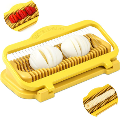 Egg Slicer for Hard Boiled Eggs Banana Slicer, Aluminium & Stainless Steel Wires Heavy Duty Bigger for Strawberry Mushroom, Dishwasher Safe