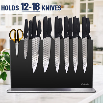 Magnetic Knife Block Without Knives—Stainless Steel Double-Sided Magnetic Knife Holder Stand with Strong Magnets, Knife Storage Organizer for Kitchen Counter top