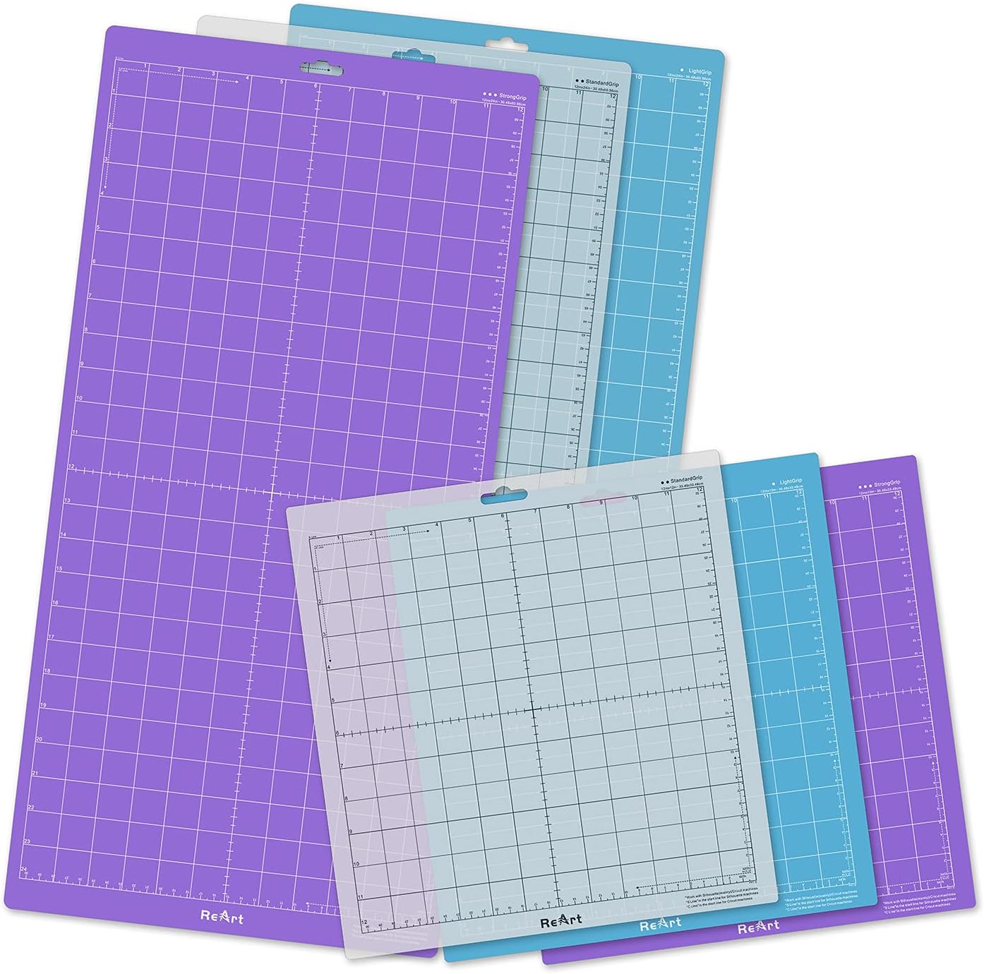 ReArt Cutting Mat Suit for Silhouette Cameo 3 Packs 12” x 12” - Light Grip Adhesive Cutting Mat Replacement Set Mats Vinyl Craft