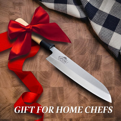 8" Gyuto Knife - Japanese Stainless Steel for Meat and Poultry - Maple Handle, Single Bevel